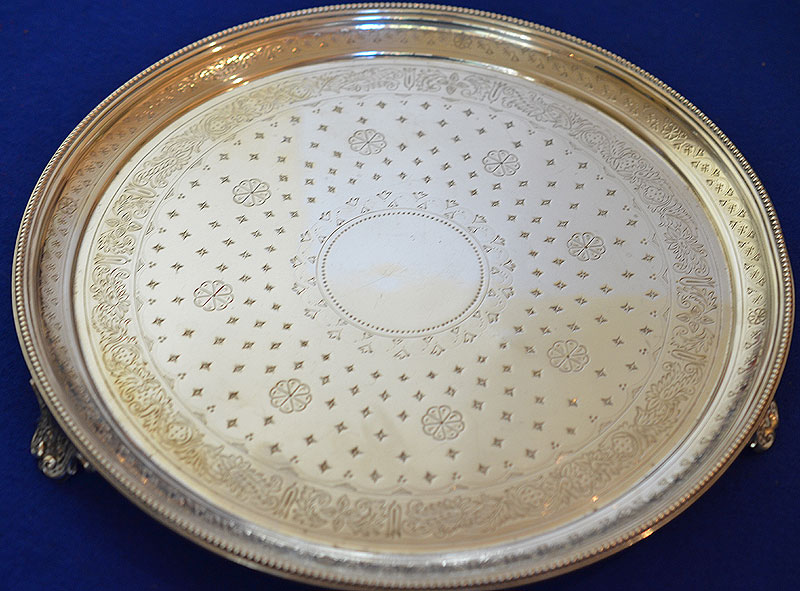 LARGE VICTORIAN HALLMARKED SILVER SALVER.