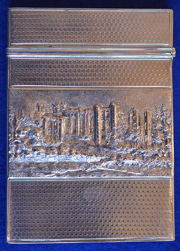 SILVER VICTORIAN CARD CASE BY NATHANIEL MILLS.