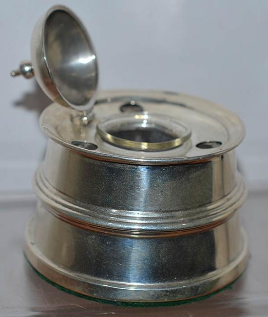 SILVER CIRCULAR INKWELL DATED 1911.