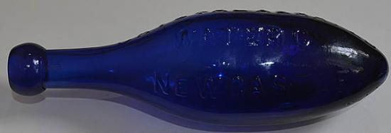 COBALT BLUE GLASS HAMILTON BOTTLE.