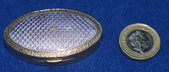 SILVER GILT AND ENAMEL BOX.