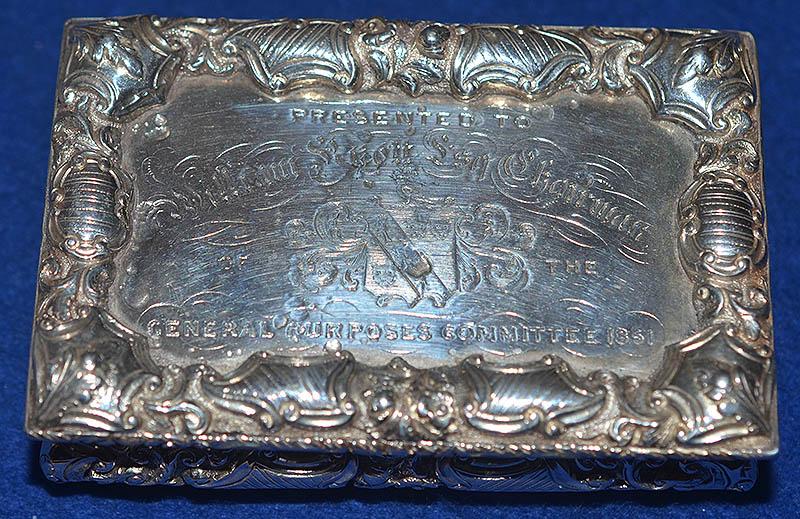 SILVER SNUFF BOX BY NATHANIEL MILLS.