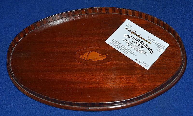 ANTIQUE BRITISH WOODEN CARD TRAY.