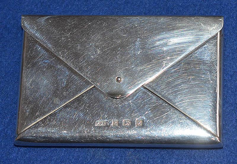 SILVER ENVELOPE CARD HOLDER.