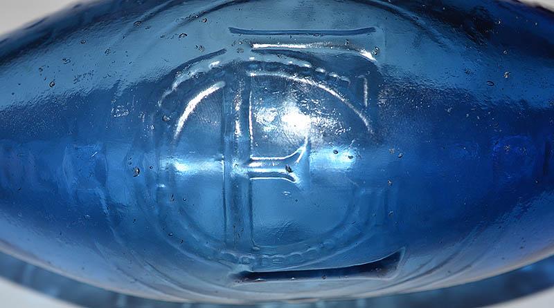 VICTORIAN BLUE GLASS HAMILTON BOTTLE.