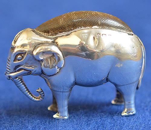SILVER EDWARDIAN ELEPHANT PIN CUSHION.