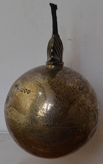 SILVER VICTORIAN GRENADE TABBLE LIGHTER.