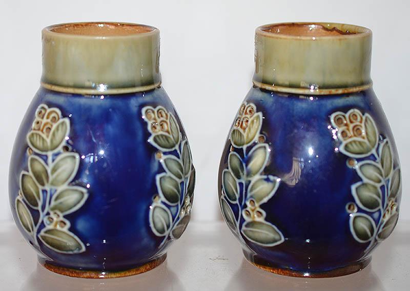 PAIR OF SMALL DOULTON VASES.